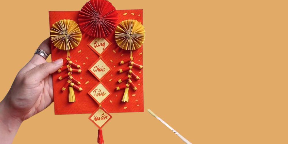 Làm thiệp chúc Tết bằng giấy màu
