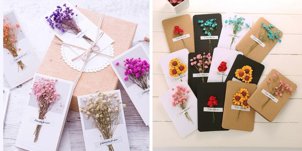Thiệp chúc Tết bằng hoa khô