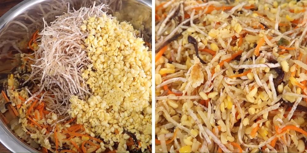 Trộn nhân chả giò chay