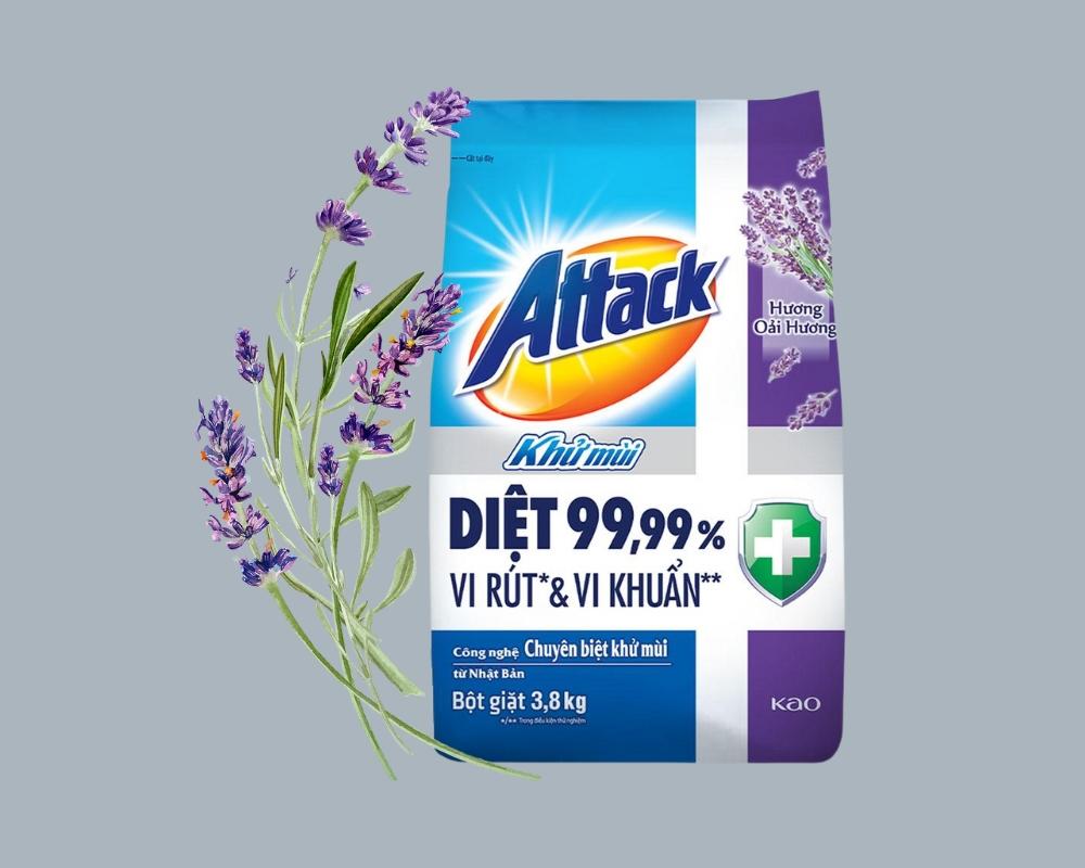 Bột giặt Attack khử mùi hương oải hương