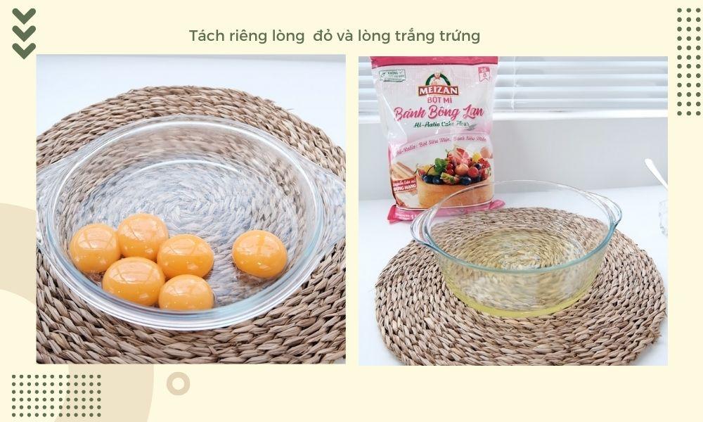 Tách riêng lòng đỏ và lòng trắng trứng