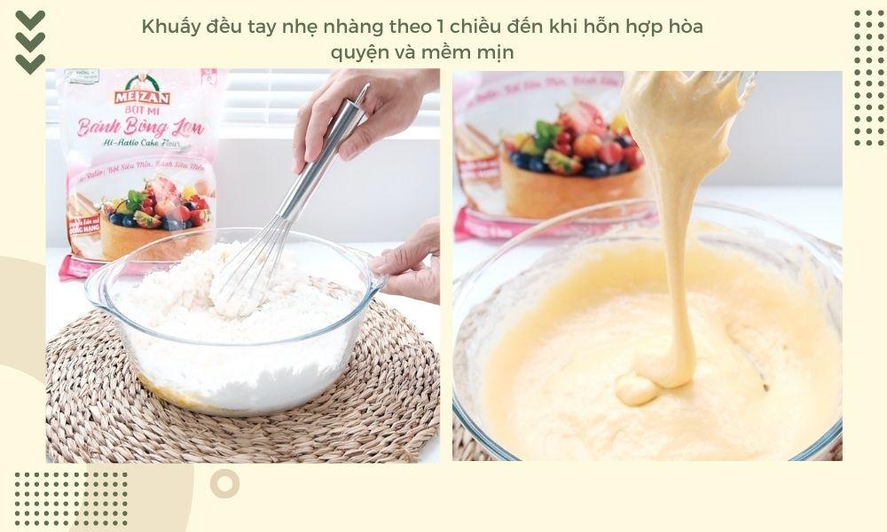 Trộn đều hỗn hợp đến khi hào quyện, sánh mịn là được