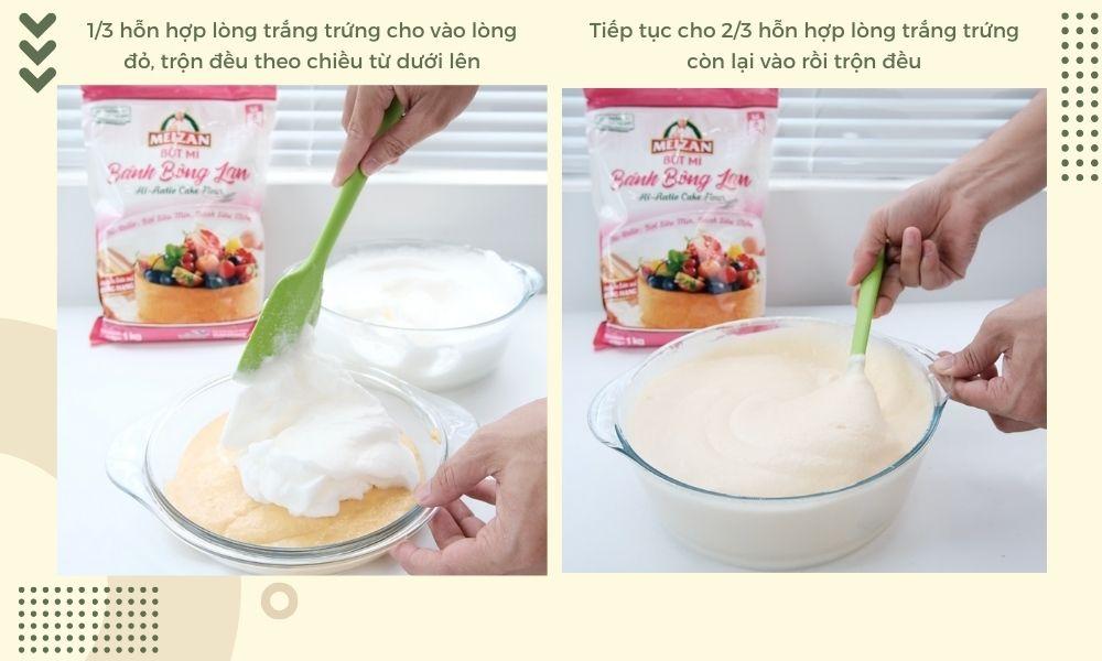 Trộn hỗn hợp lòng đỏ và lòng trắng trứng