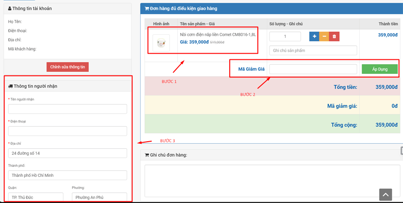 Bạn có thể đặt hàng Co.op Online theo 4 bước
