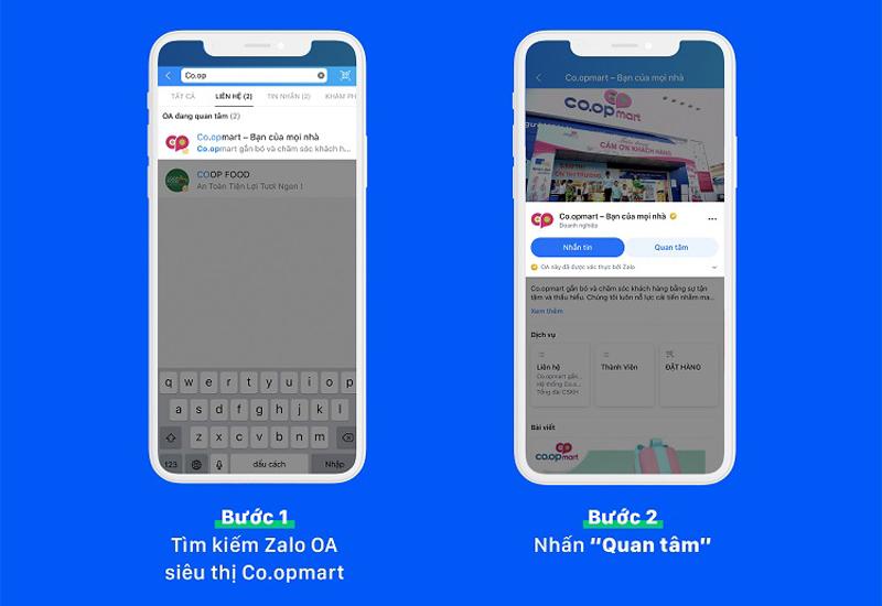 Đăng nhập vào ứng dụng Zalo và tìm kiếm Zalo OA "Co.opmart – Bạn của mọi nhà”
