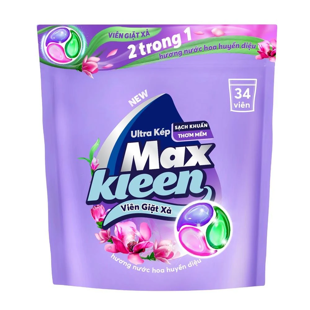 Viên giặt xả Maxkleen loại bỏ vết bẩn hiệu quả