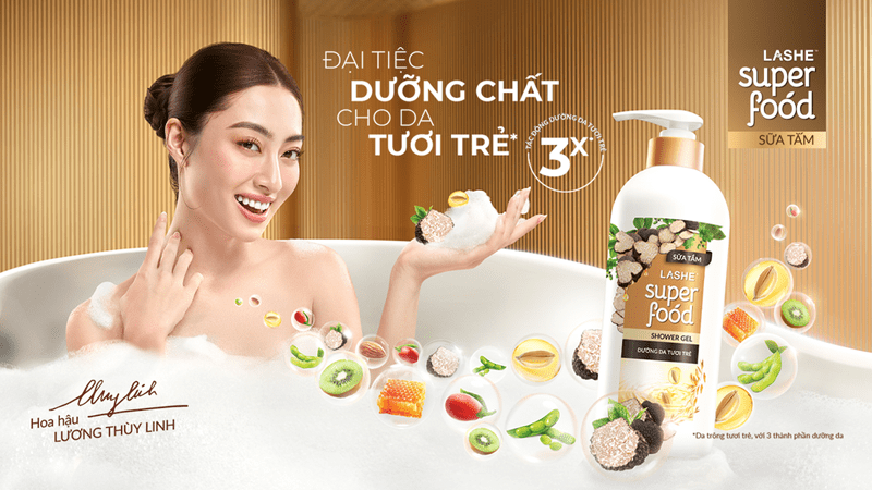 Sữa tắm Lashe loại bỏ bụi bẩn, dầu thừa, và tế bào chết một cách hiệu quả