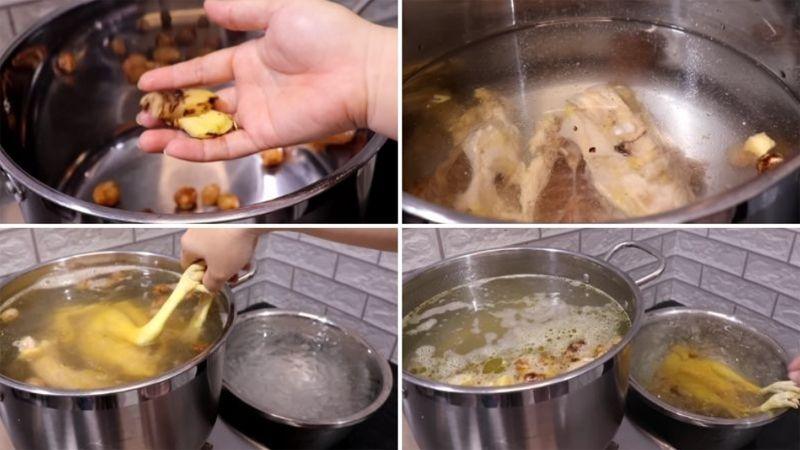 Chế biến nước dùng và luộc gà