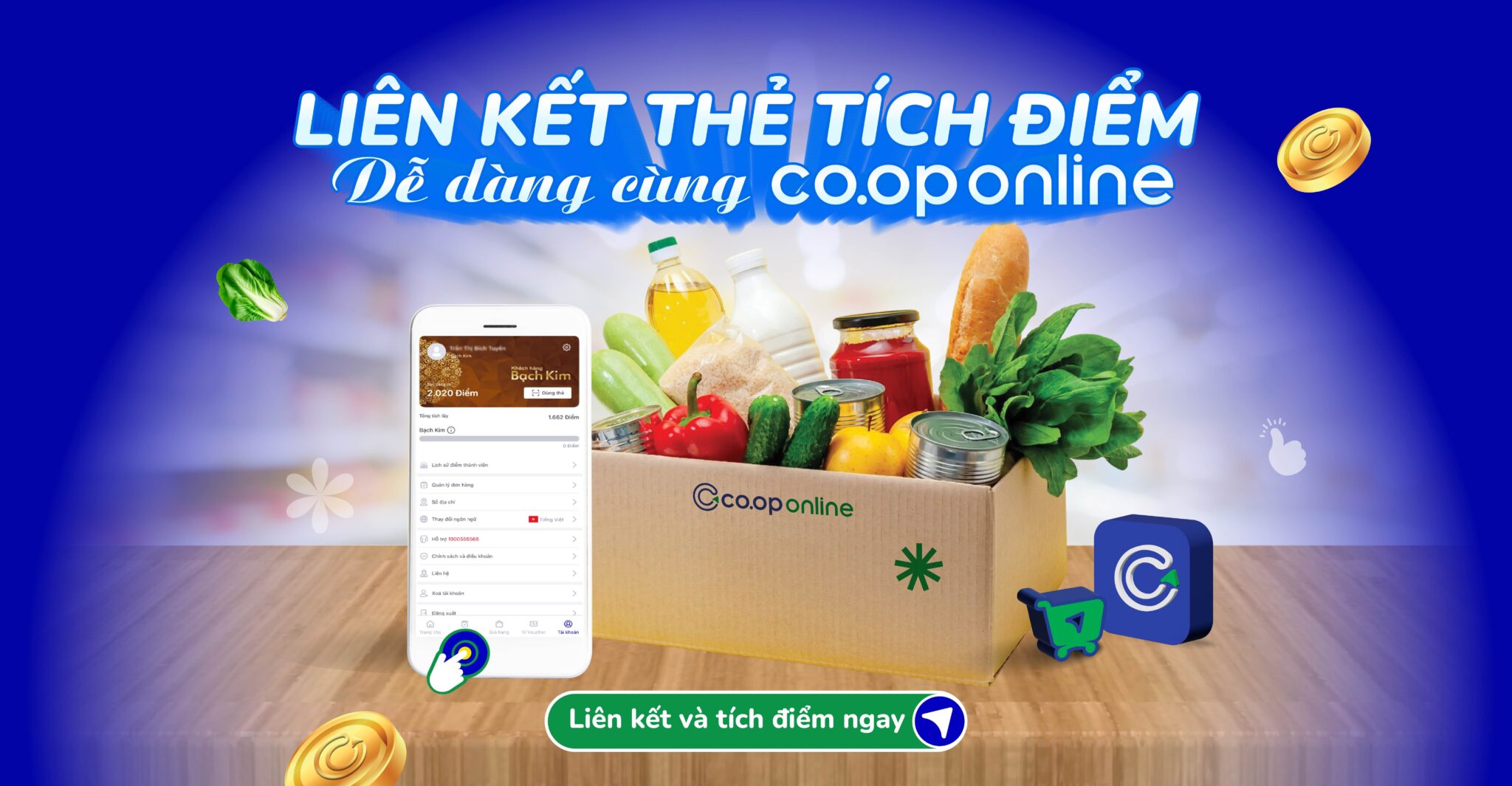 Liên keert thẻ tích điểm dễ dàng cùng Co.op Online