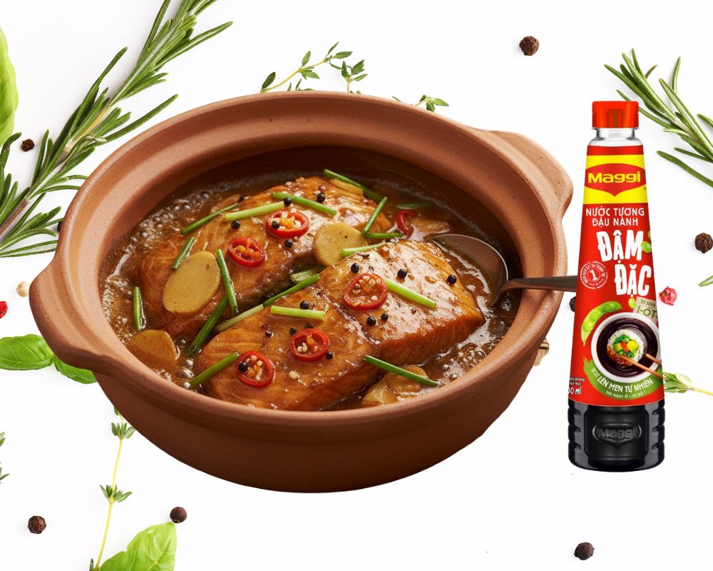 Cá hồi kho tộ đậm đà khó cưỡng với sự góp mặt của nước tương Maggi
