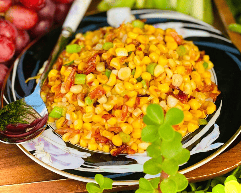 Bắp xào tép khô ăn vặt đỉnh cao