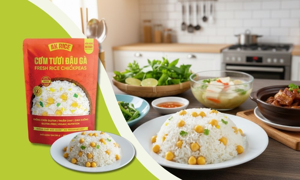 Cơm tươi AK Rice Đậu Gà: giải pháp Protein toàn diện