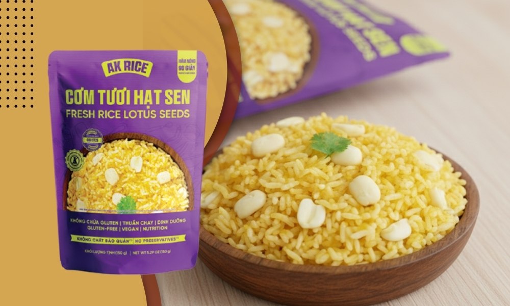 Cơm tươi AK Rice hạt sen: Hương vị tinh tế và năng lượng ổn định