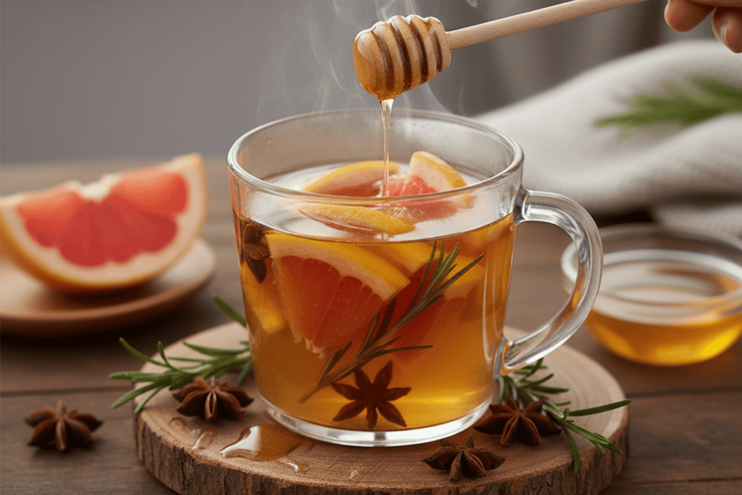 Công thức Trà bưởi nóng thanh lọc cơ thể: giải nhiệt và tốt cho tiêu hóa