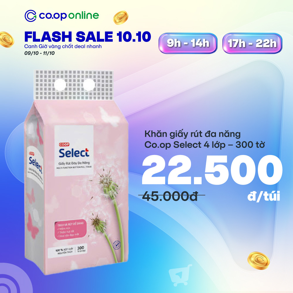 Khăn giấy rút đa năng Co.op Select giảm sâu