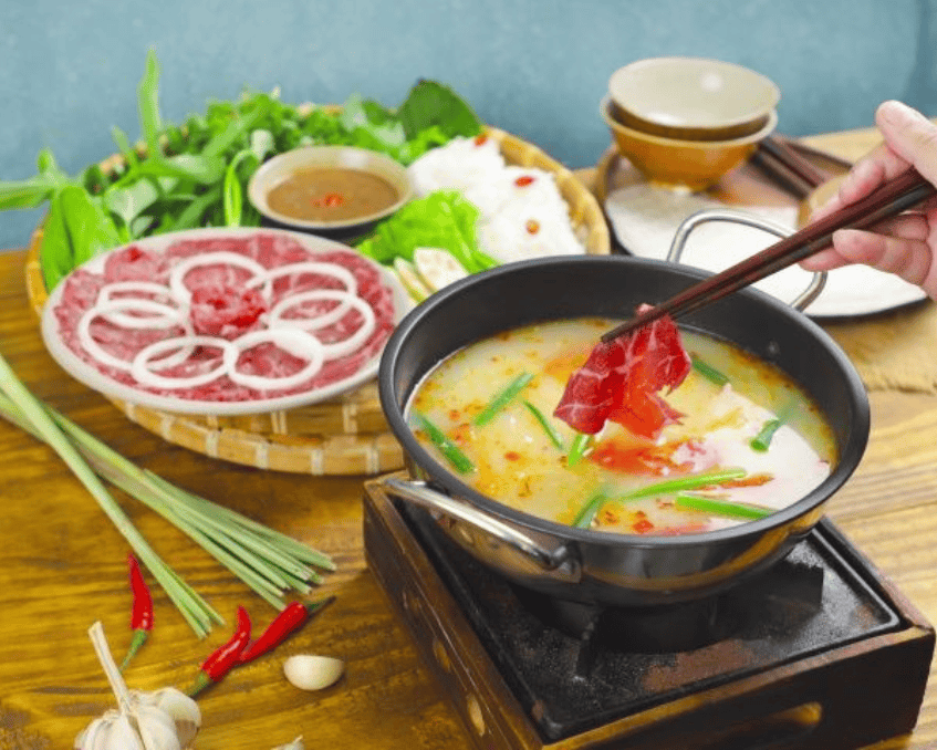 Lẩu bò nhúng mẻ