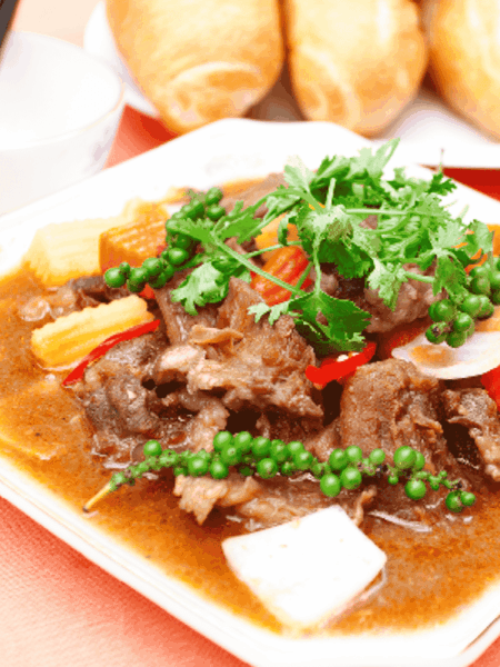 món bắp bò hầm tiêu xanh thơm ngon