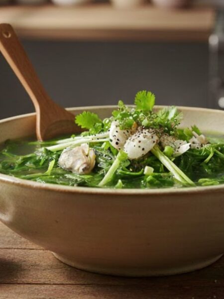 Canh mồng tơi nấu nghêu chuẩn ngon