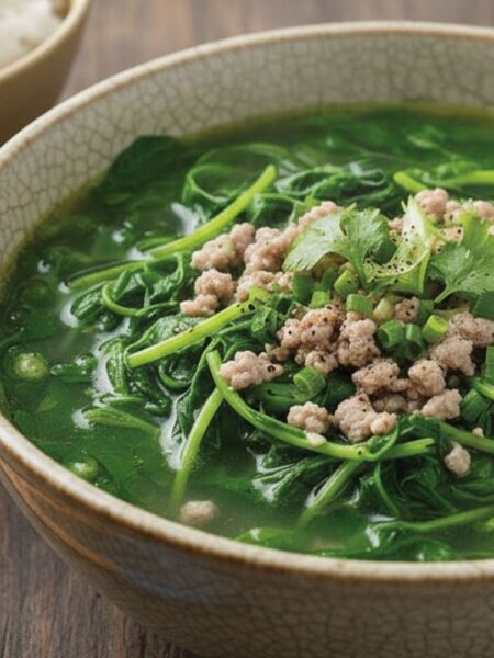 Cách làm canh thịt nạc xay nấu rau mồng tơi chuẩn ngon