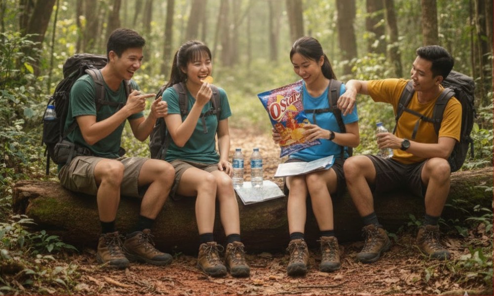 Snack O'Star Tôm Hùm Cháy Tỏi nhỏ gọn giúp bạn dễ mang theo khi đi picnic