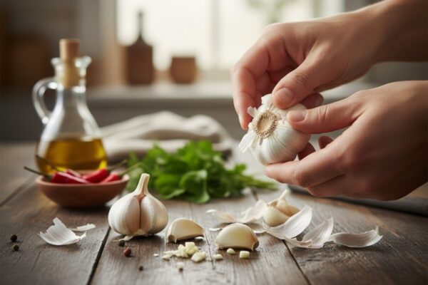 Mẹo bóc tỏi nhanh không bị mùi bám lên tay