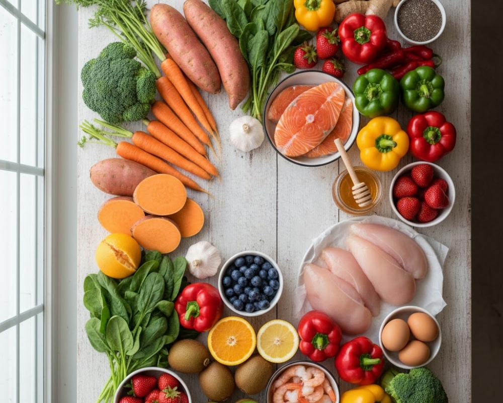 Các nguyên liệu tươi giàu vitamin hỗ trợ tăng sức đề kháng