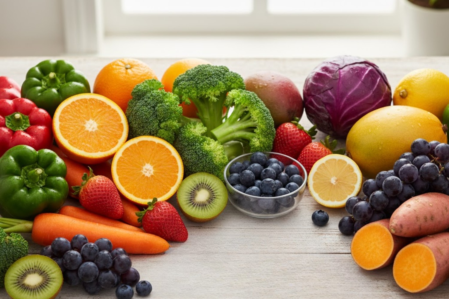 Các loại rau củ quả nhiều màu sắc giàu vitamin giúp tăng sức đề kháng