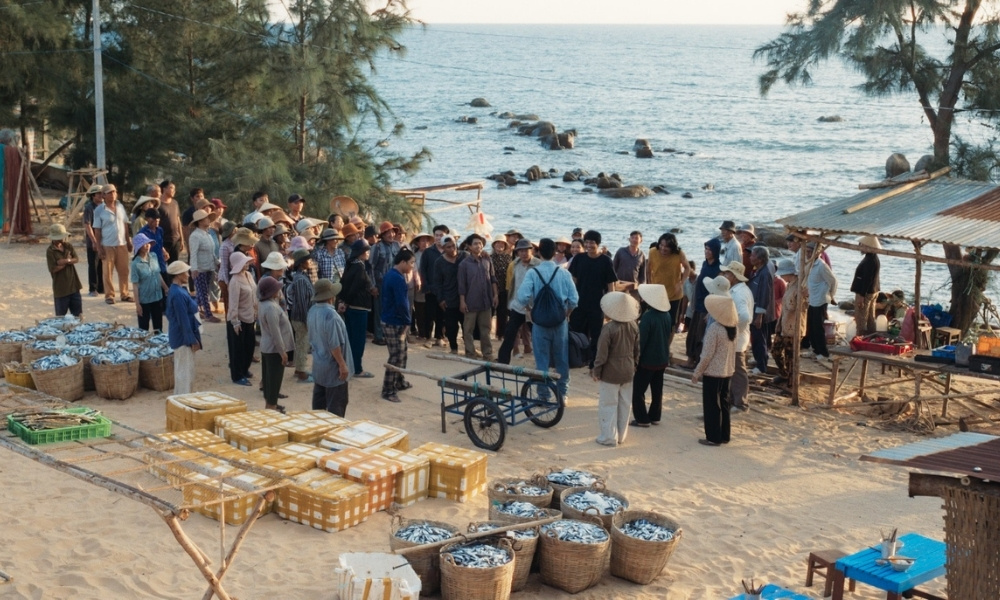 Cảnh làng chài trong phim Truy Tìm Long Diên Hương