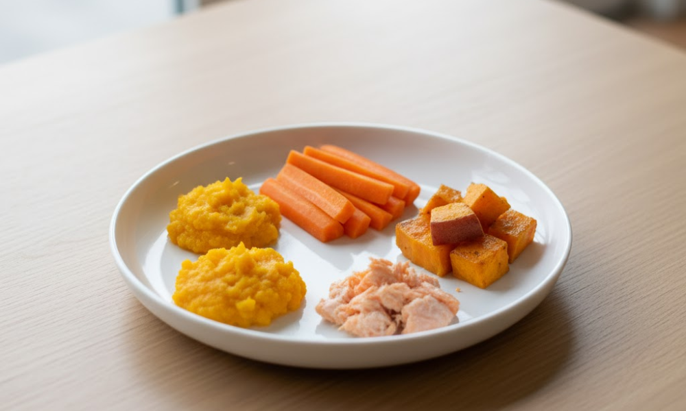 Thực đơn ăn dặm màu cam – Giúp sáng mắt, khỏe da