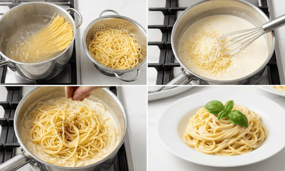 Cách nấu mì ý sốt kem phô mai
