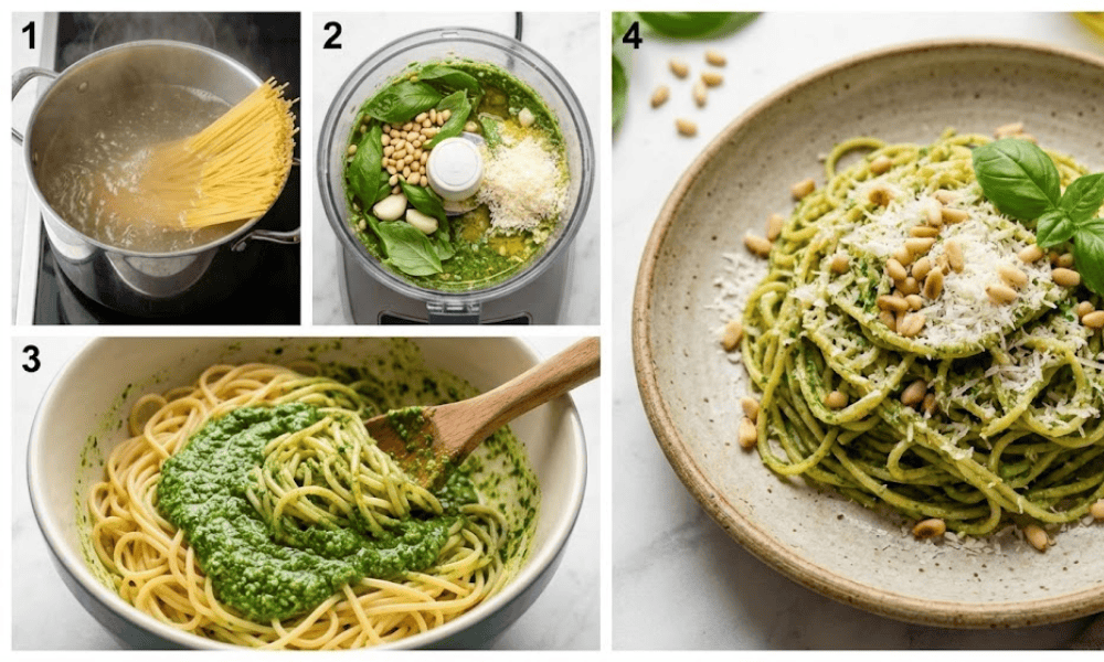 Cách nấu mì ý sốt pesto