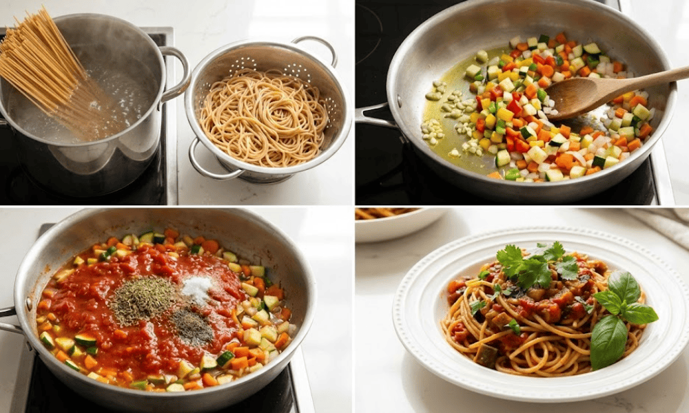 Mì ý chay sốt rau củ