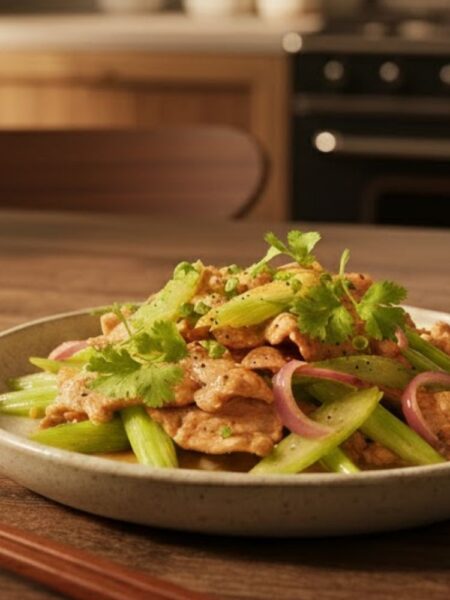 Cần tây xào thịt heo chuẩn ngon