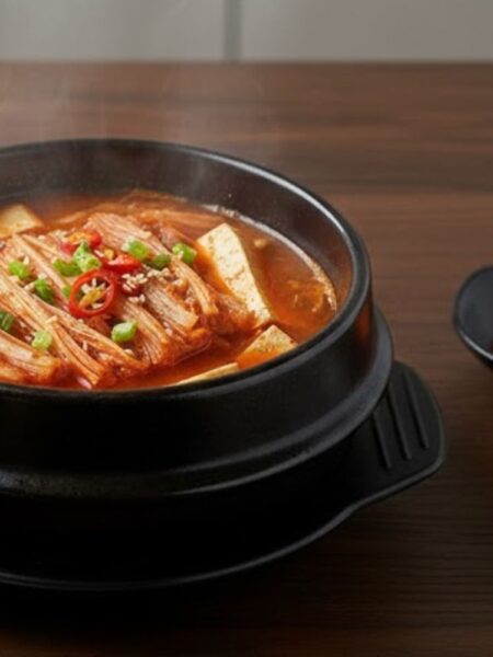 Canh kim chi nấm kim châm ngon, chuẩn vị