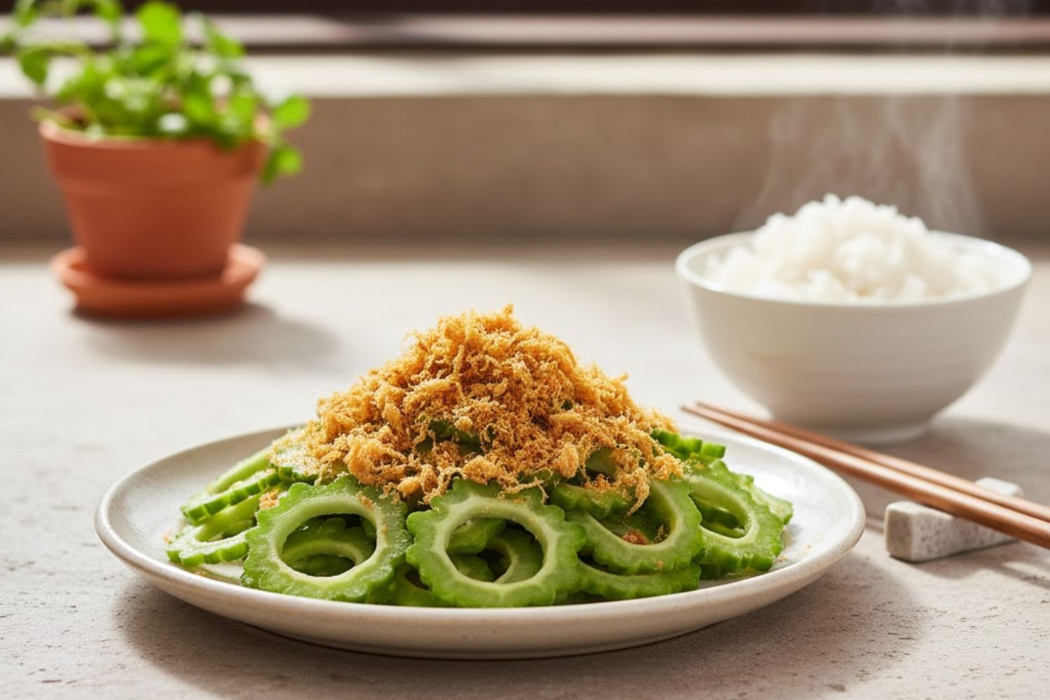 Gỏi khổ qua chà bông giòn, ngon