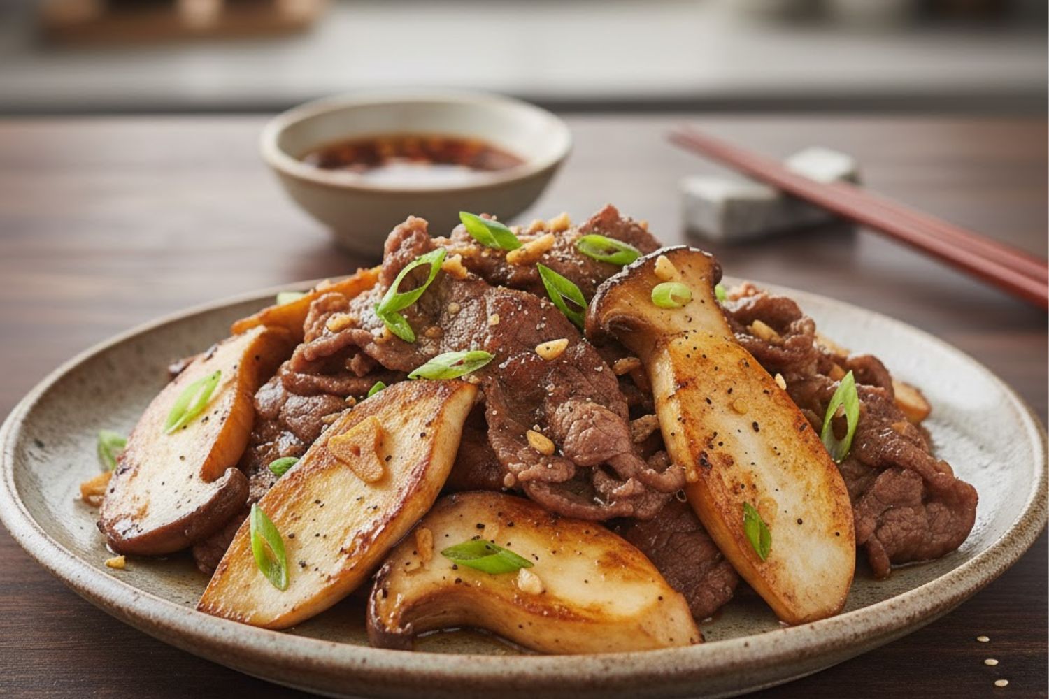 Nấm đùi gà xào thịt bò đậm đà, bổ dưỡng