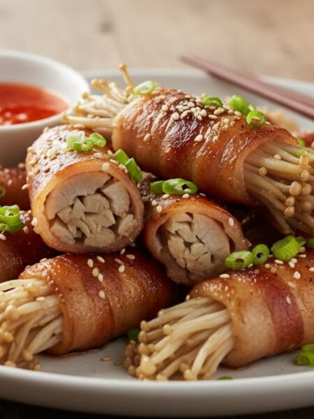 Thịt ba chỉ cuộn nấm kim châm áp chảo ngon