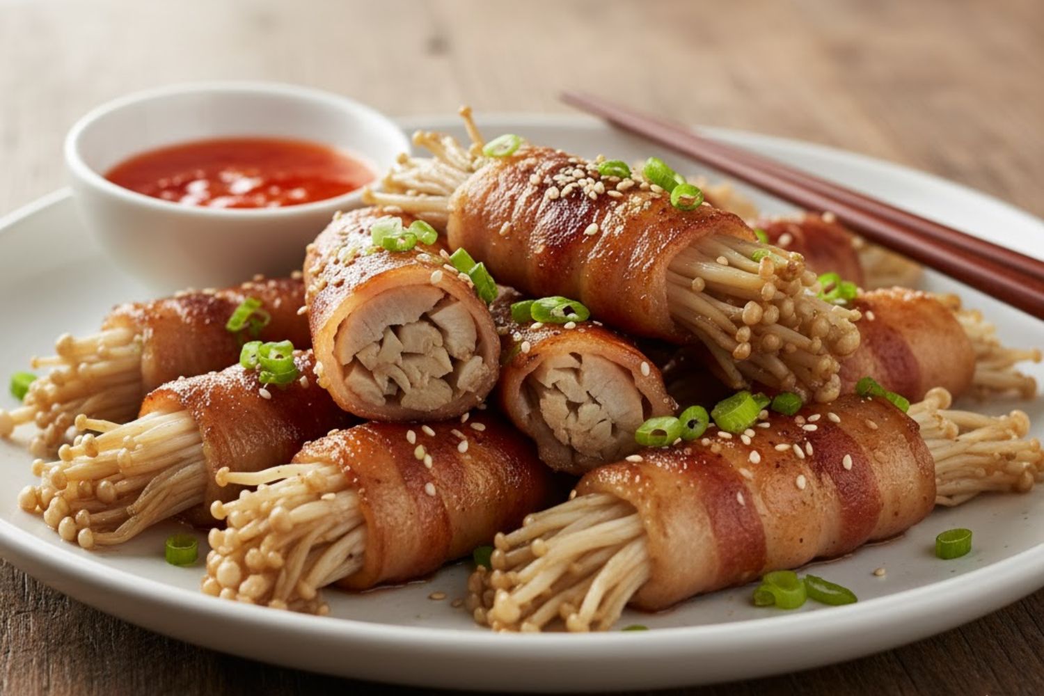 Thịt ba chỉ cuộn nấm kim châm áp chảo ngon