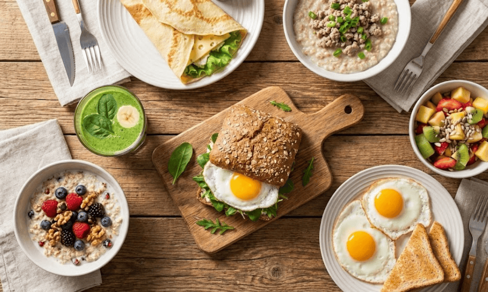 Món ăn sáng đầy đủ dinh dưỡng