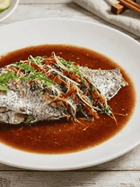 Món cá tai tượng hấp xì dầu