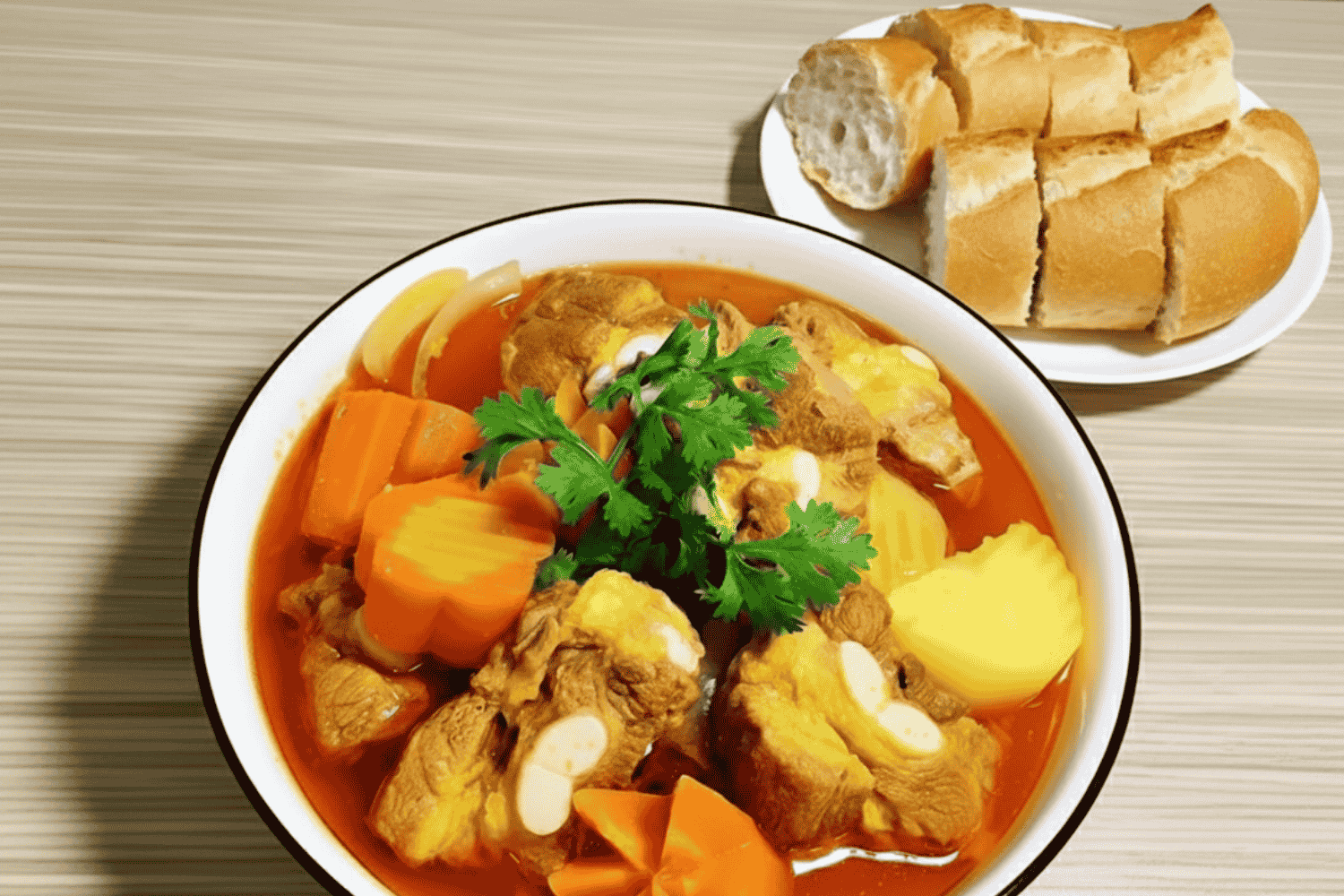 Món lagu hầm xương ống heo chuẩn vị