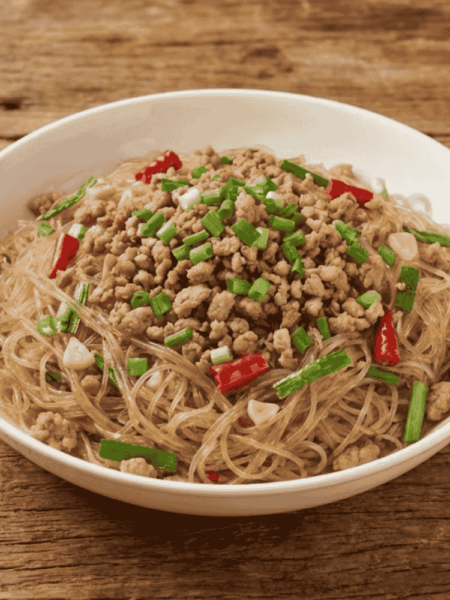 Miến xào thịt heo xay