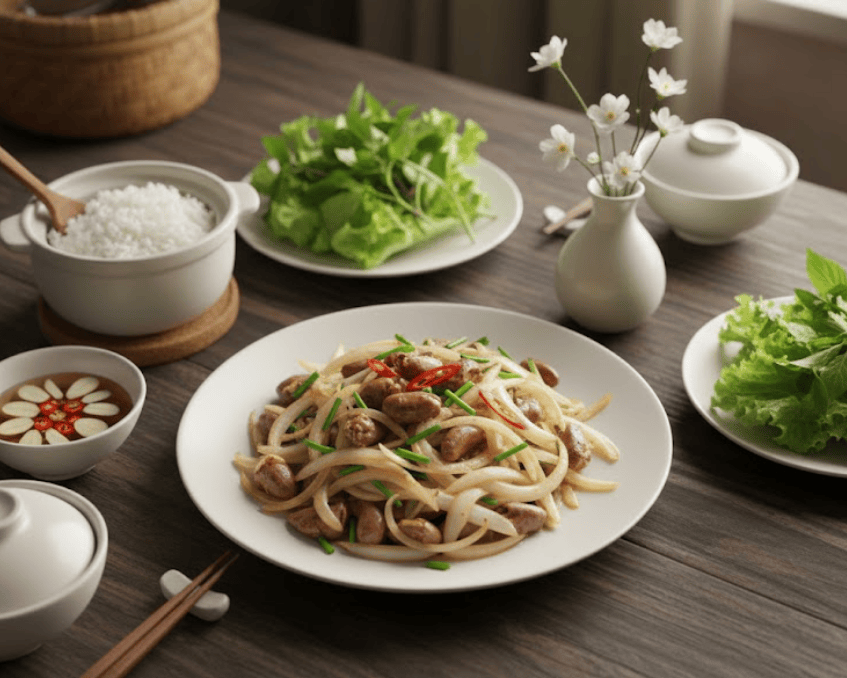 Tim gà xào hành tây