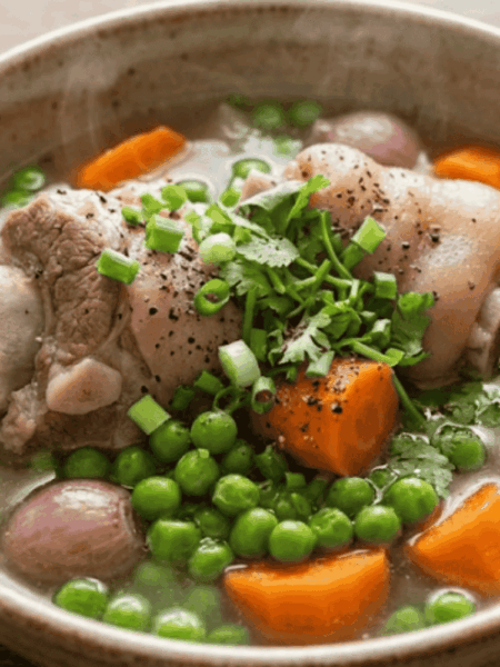 Cách làm xương ống heo hầm đậu Hà Lan ngọt bùi, bổ dưỡng