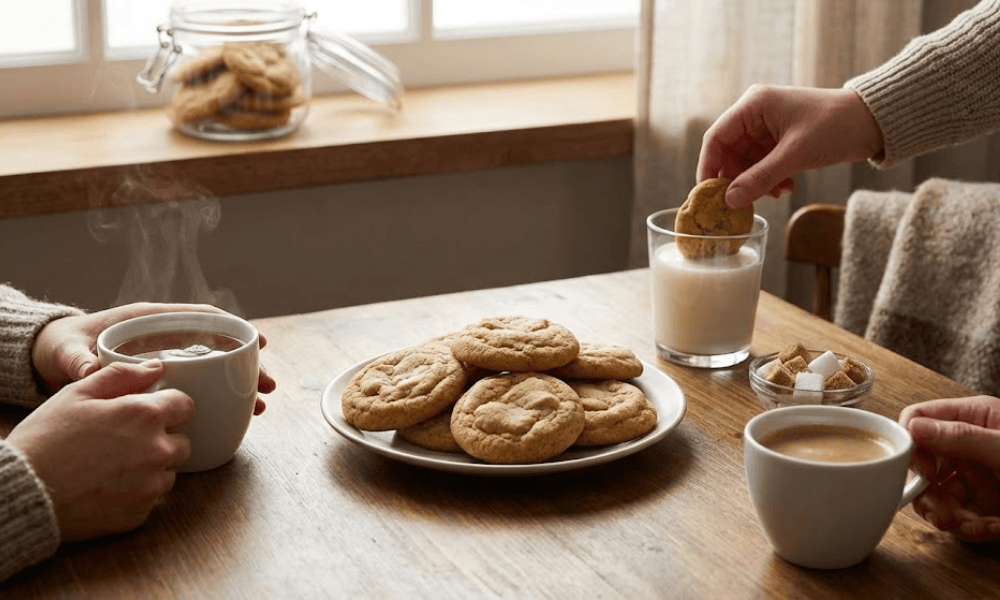 Thưởng thức bánh cùng bạn bè, gia đình