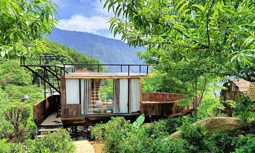 Không gian xanh mát tại Zizi Homestay ở Tà Xùa