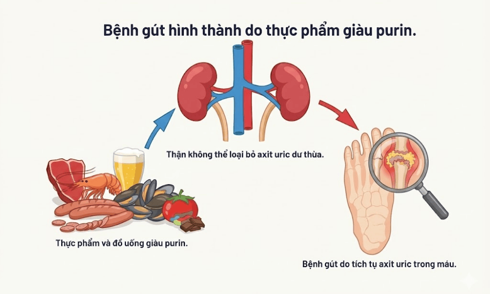 Mối liên hệ của bệnh gout và thực phẩm