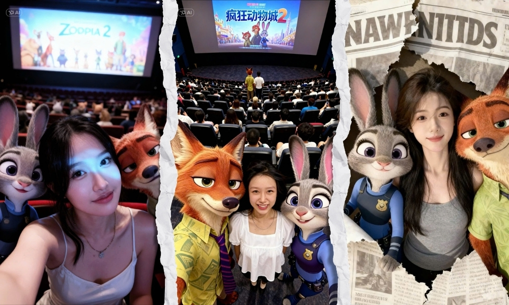 Ảnh ghép AI cùng Nick và Judy theo trào lưu Zootopia 2
