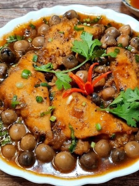 Nấm rơm kho đậu hũ