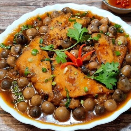 Nấm rơm kho đậu hũ